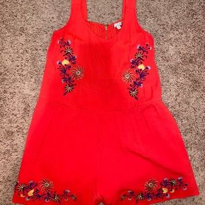 Floral embroidered romper